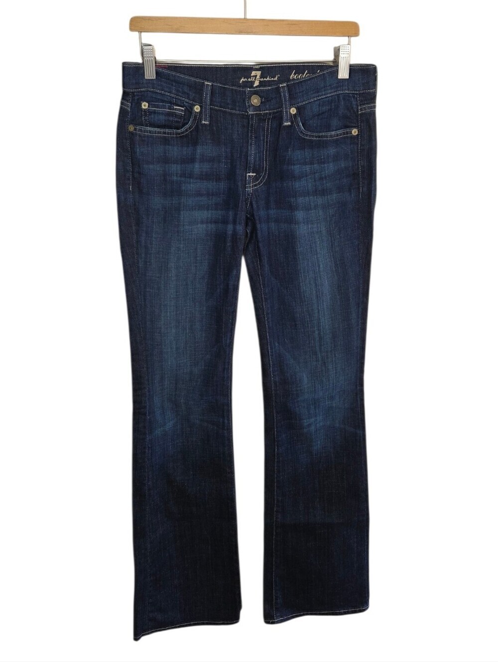 7 For All Mankind 7FAM Dark Wash Low Rise Bootcut Jeans Size 27 34.5" Inseam